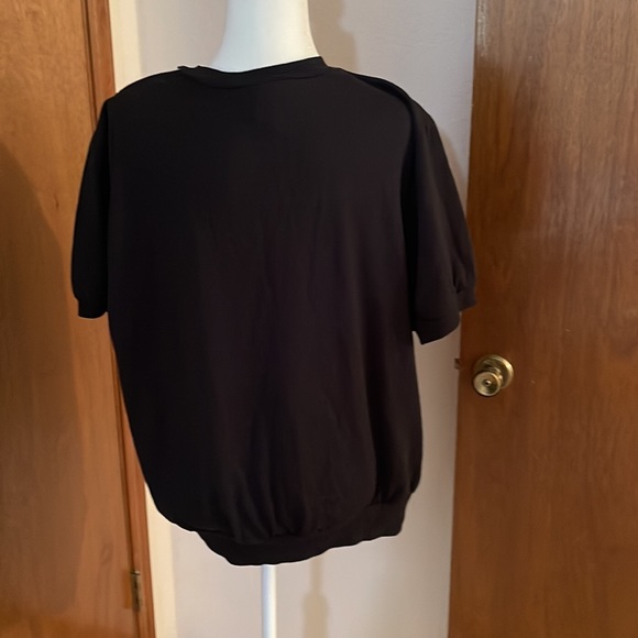 Black V-Neck Shirt with Black & White Detailing - Picture 7 of 9